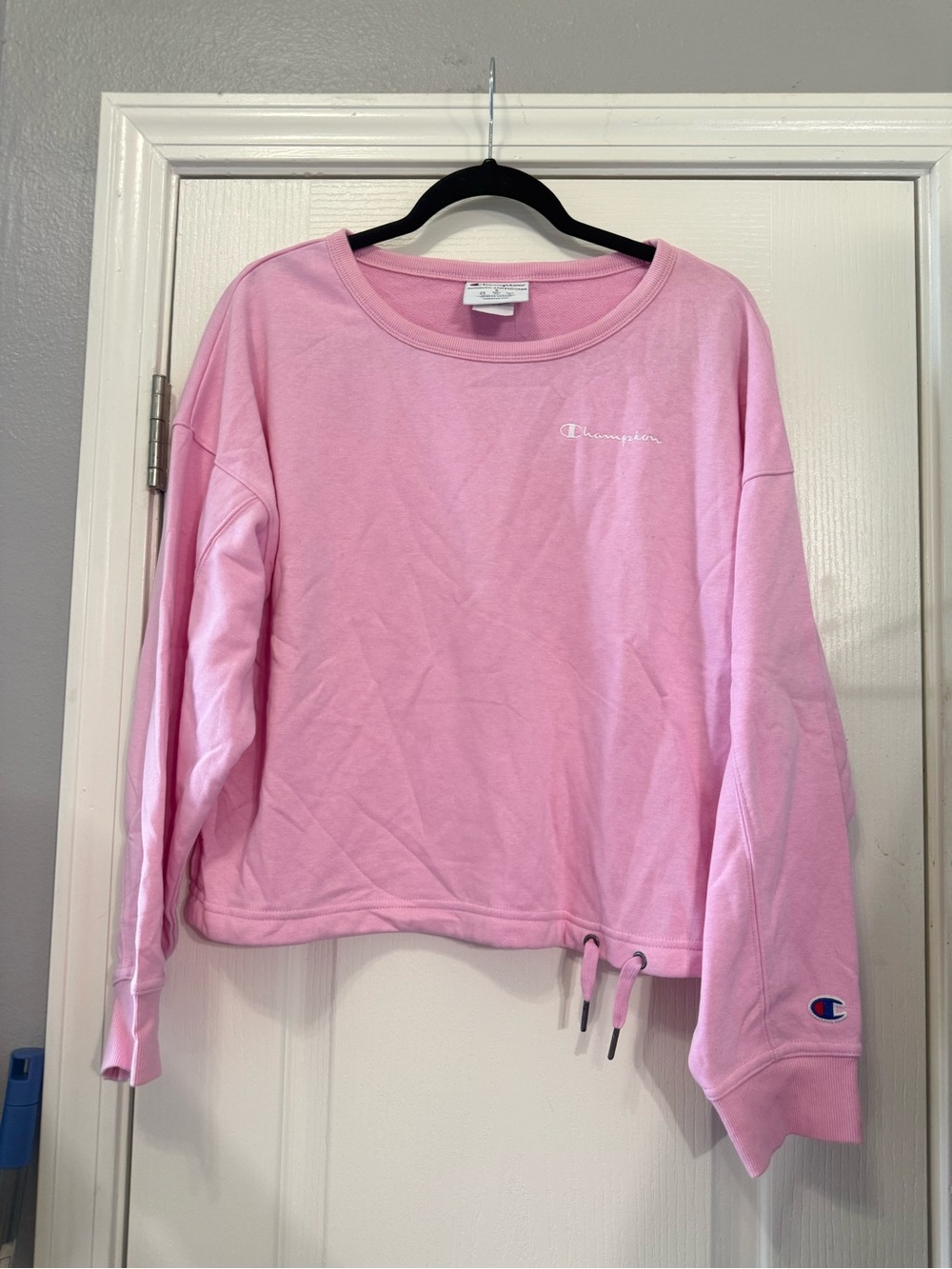 Champion Pink Crewneck Sweatshirt with Drawcord Hem
